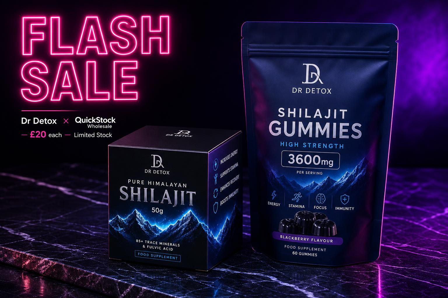 Dr Detox x QuickStock flash sale — Shilajit resin and Shilajit gummies